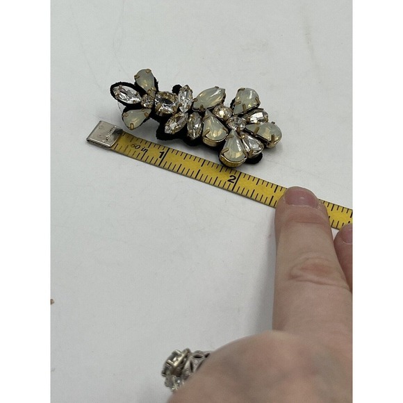 J. Crew Crystal Clear Opal Color Cluster Black Fabric-Backed Statement Earrings - Picture 16 of 16